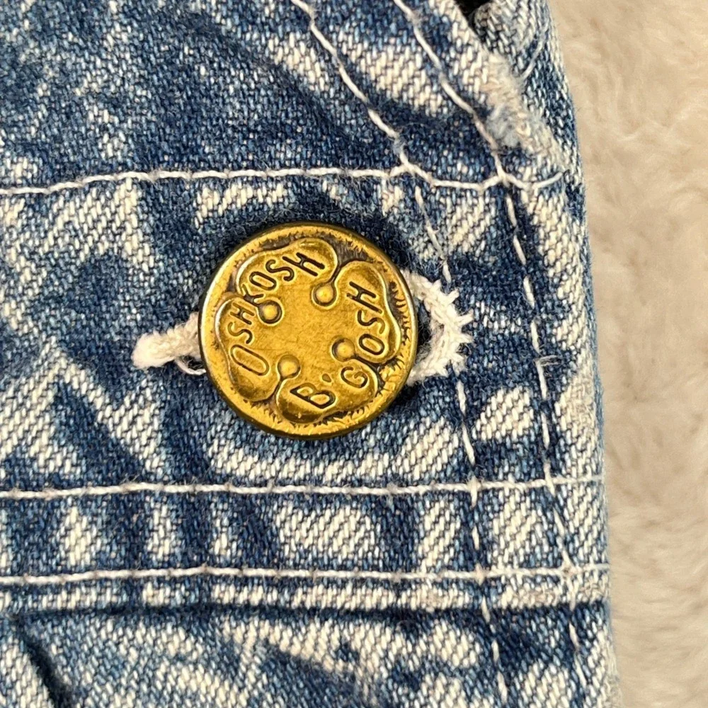 Vintage OshKosh‎ Bgosh Denim Overalls Vestbak Acid Wash 6/9M Cotton 80s 90s Blue